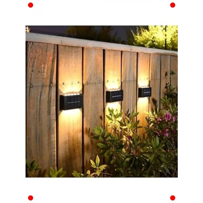 Güneş Enerjili Su Geçirmez 6 LED Duvar Aplik