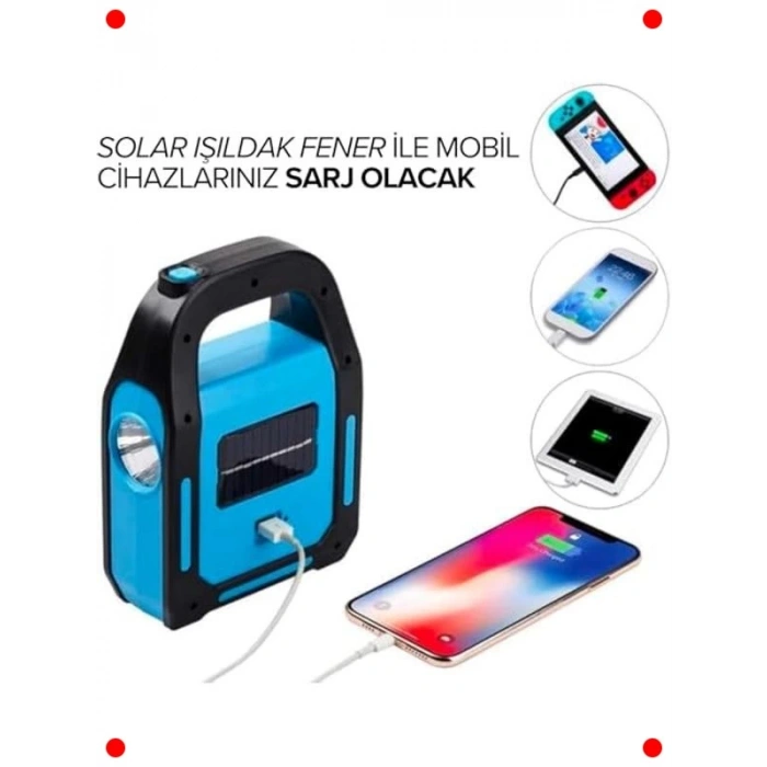 Güneş Enerjili & USB Şarjlı Kamp Lambası