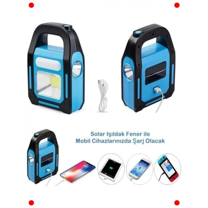 Güneş Enerjili & USB Şarjlı Kamp Lambası