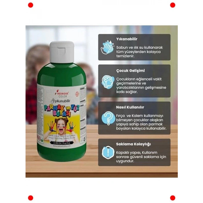 Güvenli Yeşil Parmak Boyası - 250 gr