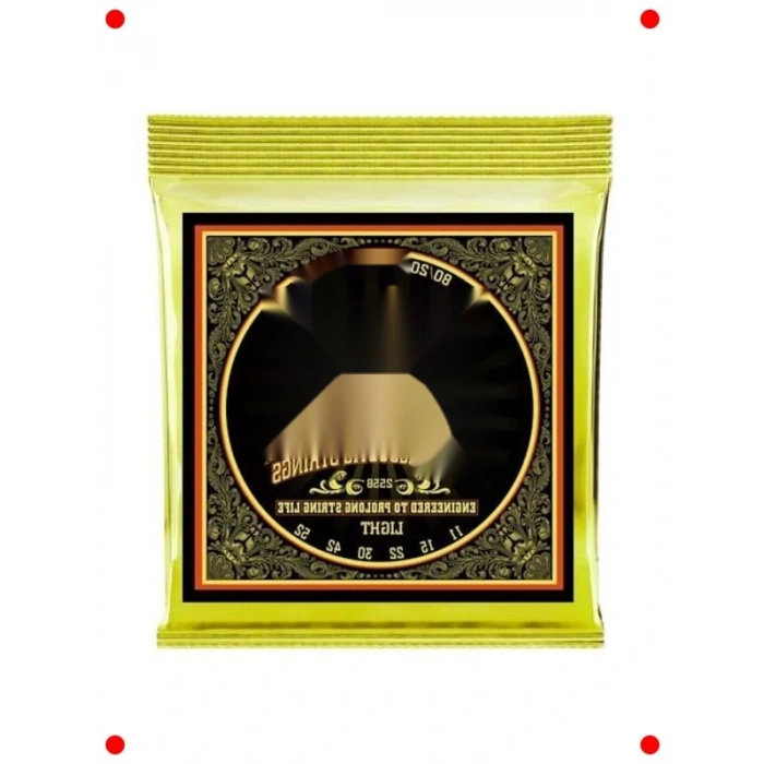 Hafif Kaplamalı 80/20 Bronz Akustik Tel Seti, 11-52