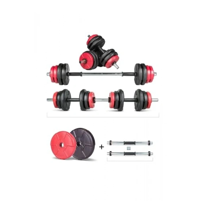 Halter ve Dambıl Seti, Multifonksiyonel Kırmızı-Siyah Renk