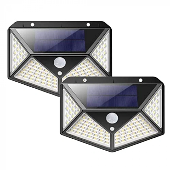 Hareket Sensörlü 100 LED Dış Duvar Lambası, IP65 Su Geçirmez