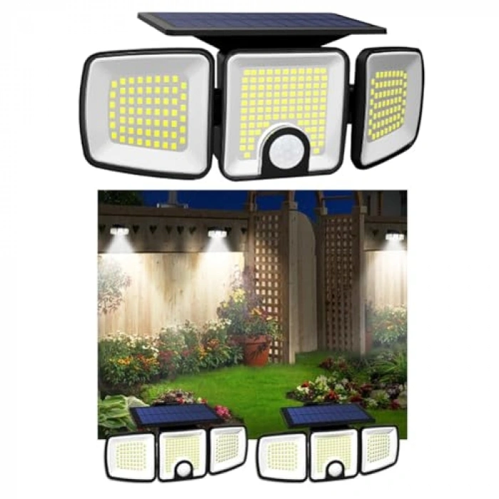 Hareket Sensörlü 3 Taraflı Güneş Enerjili 223 COB LED Aydınlatma