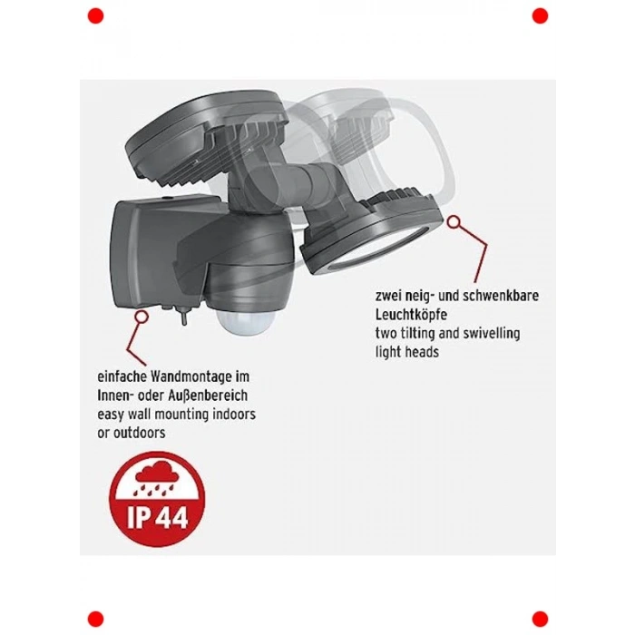 Hareket Sensörlü Pilli Dış Mekan LED Spot Lamba