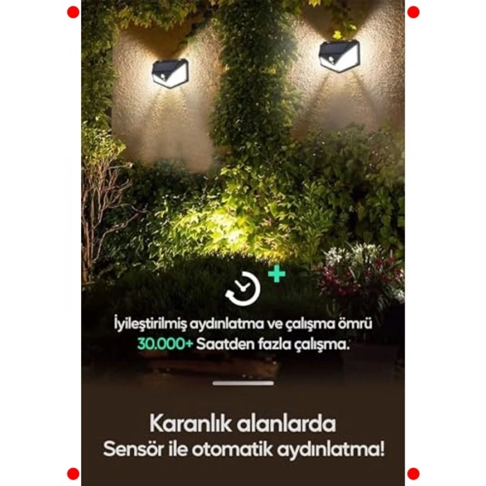 Hareket Sensörlü Solar Bahçe Lambası - Dış Mekan Aydınlatma