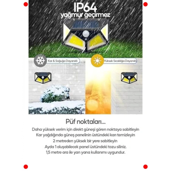 Hareket Sensörlü Solar Bahçe Lambası - Dış Mekan Aydınlatma