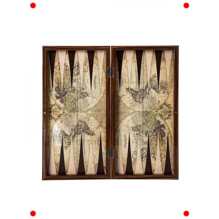 Harita Temalı Katlanabilir Tavla Seti