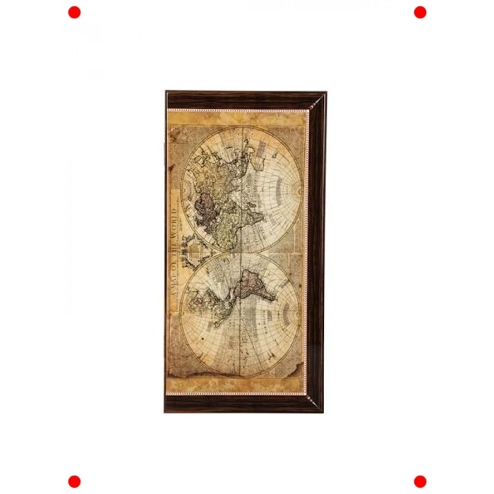 Harita Temalı Katlanabilir Tavla Seti