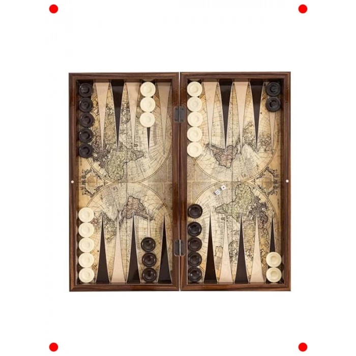Harita Temalı Katlanabilir Tavla Seti