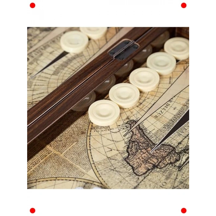 Harita Temalı Katlanabilir Tavla Seti