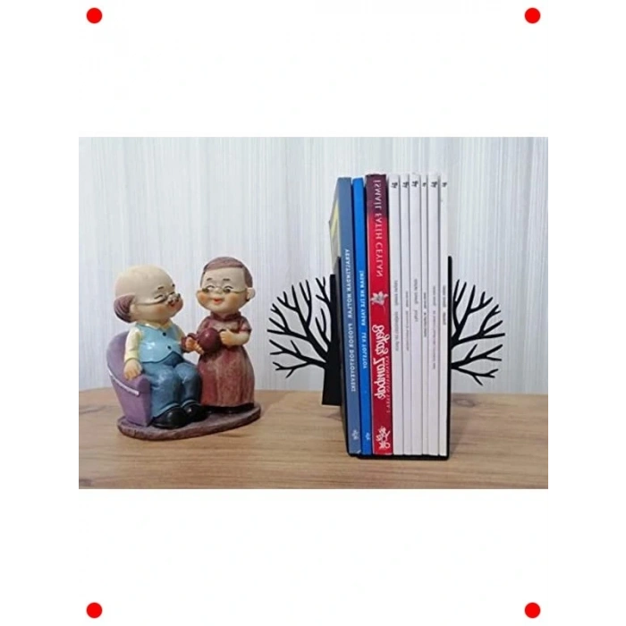 Hayat Ağacı Tasarımlı Metal Kitap Tutucu Seti, 2li