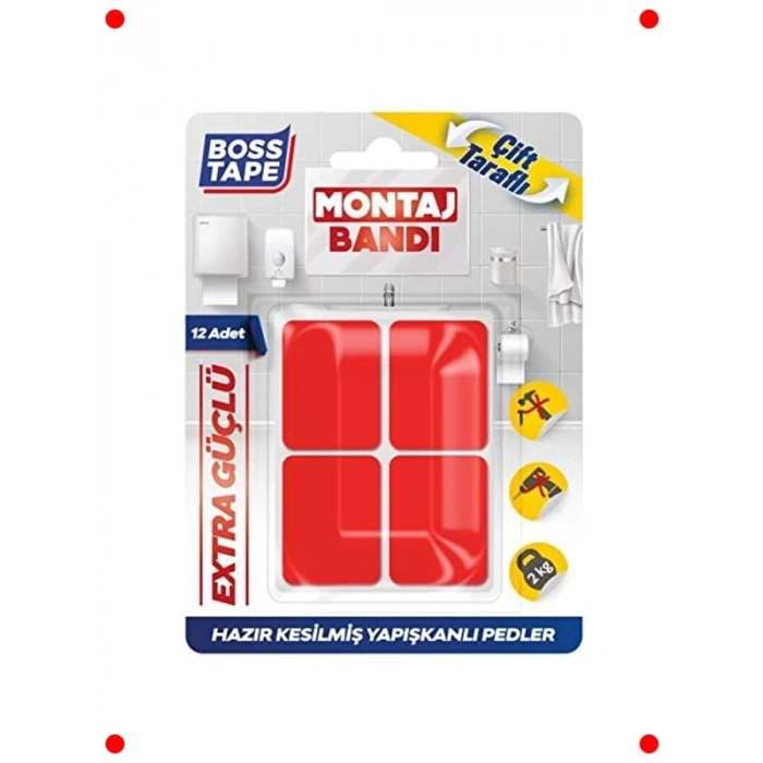 Hazır Kesilmiş 12 Adet Çift Taraflı Montaj Bandı