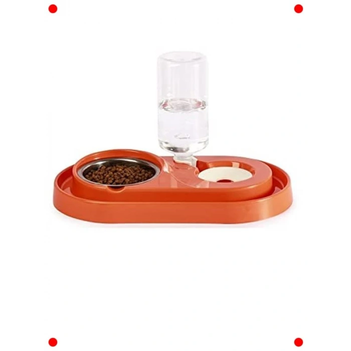 Hazneli Kedi & Köpek Mama-Su Kabı Seti 1L Turuncu