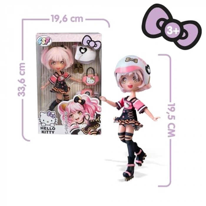 Hello Kitty Moda Bebeği, 19,5 cm ve 4 Aksesuar ile