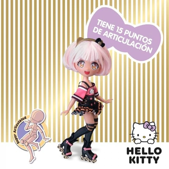 Hello Kitty Moda Bebeği, 19,5 cm ve 4 Aksesuar ile