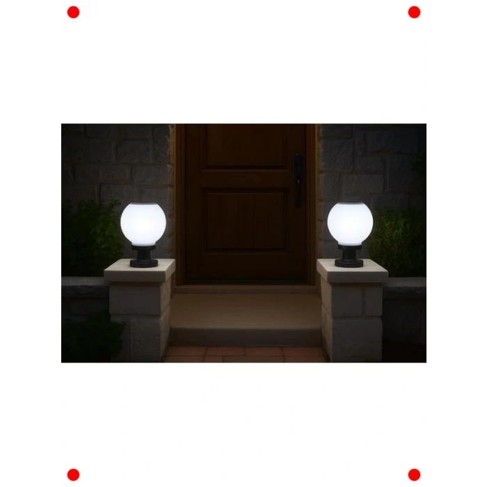 Hibrit Solar LED Küre Bahçe Lambası Seti (2 Adet)