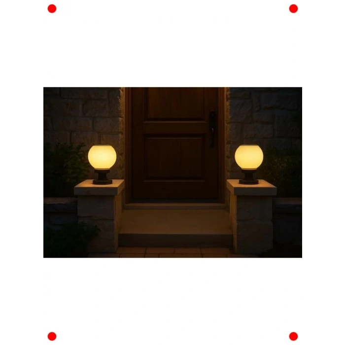 Hibrit Solar LED Küre Bahçe Lambası Seti (2 Adet)