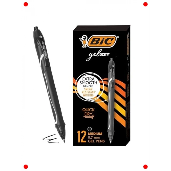 Hızlı Kuruyan Jel Kalem Seti 12 Adet Siyah Mürekkep