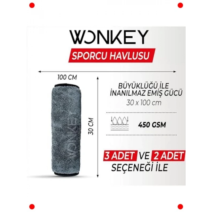 Hızlı Kuruyan Mikrofiber Spor Havlusu (2 Adet, Gri)