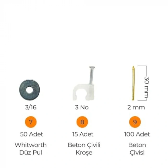 Hobi-2 502 Parça Set, Pul, Çivi ve Vida Takım Çantalı