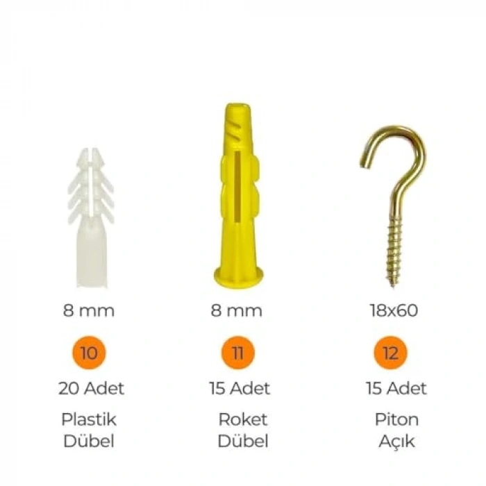 Hobi-2 502 Parça Set, Pul, Çivi ve Vida Takım Çantalı