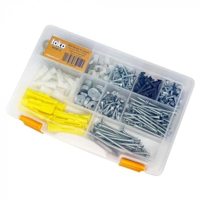 Hobi-2 502 Parça Set, Pul, Çivi ve Vida Takım Çantalı
