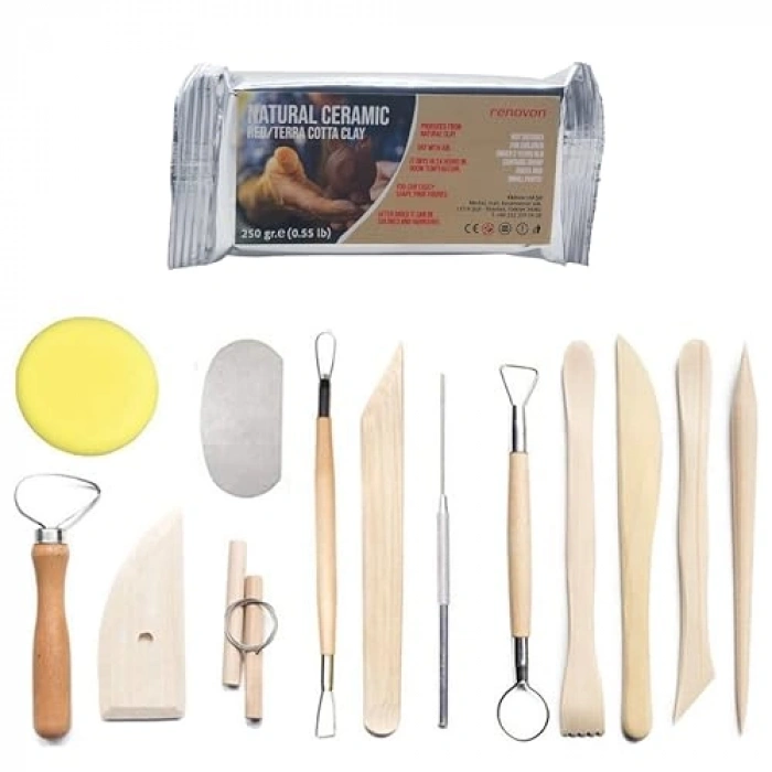 Hobi Çömlek Seti, 13 Parçalı Serak Aleti ile