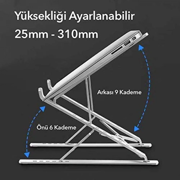 İki Taraflı Ayarlı Katlanabilir Laptop Standı, Alünyum