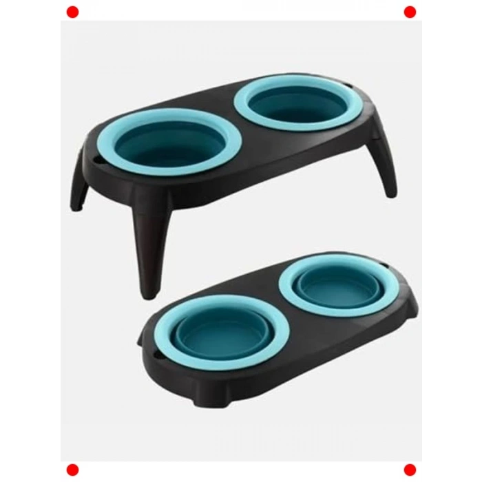 İkili Katlanabilir Evcil Hayvan Mama Kabı ve Standı