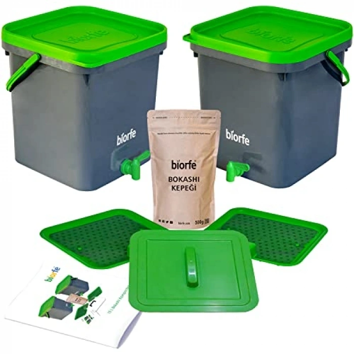 İkili Set Bokashi Kompost Kovası, 18 Litre Kapasite