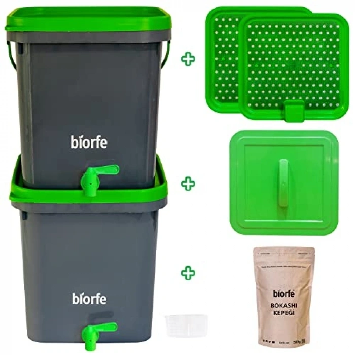 İkili Set Bokashi Kompost Kovası, 18 Litre Kapasite