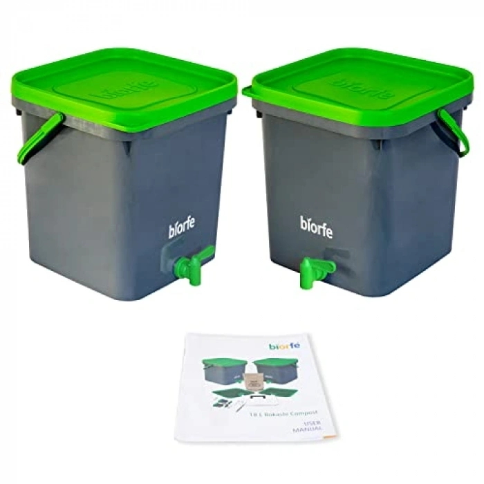 İkili Set Bokashi Kompost Kovası, 18 Litre Kapasite