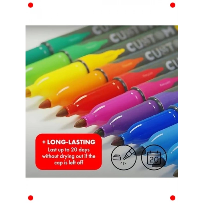 İnce Uçlu Kalıcı Marker Kalem Seti, 12 Adet