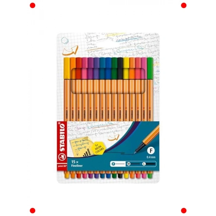 İnce Uçlu Renkli Kalem Seti - 15 Adet