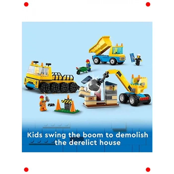 İnşaat Araçları ve Yıkım Vinci Yapı Oyun Seti