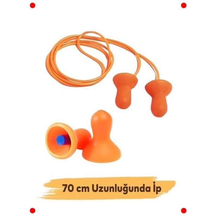 İpli Ses ve Su Koruyucu Kulak Tıkacı (5 Adet)