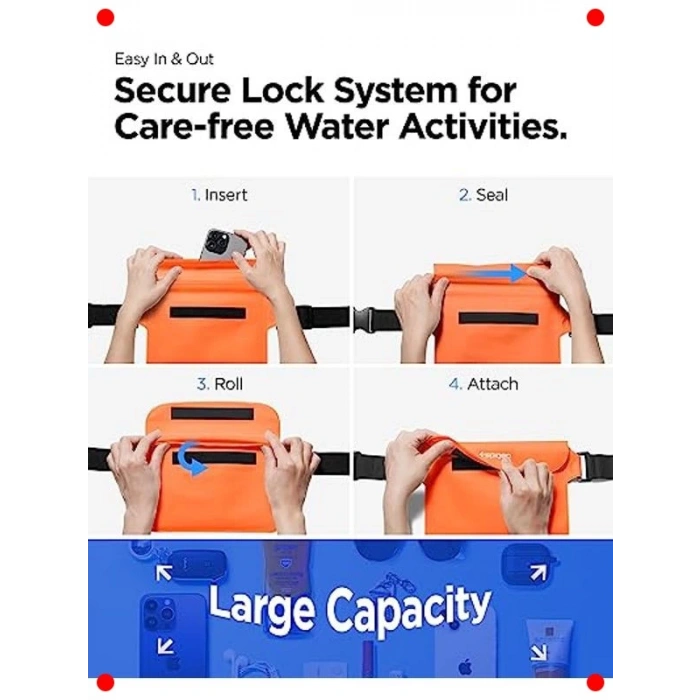 IPX8 Su Geçirmez Bel Çantası - 2 Adet, Turuncu