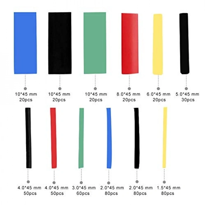 Isı İle Alan Kablo Seti, 530 Adet, Placity Makaron Seti