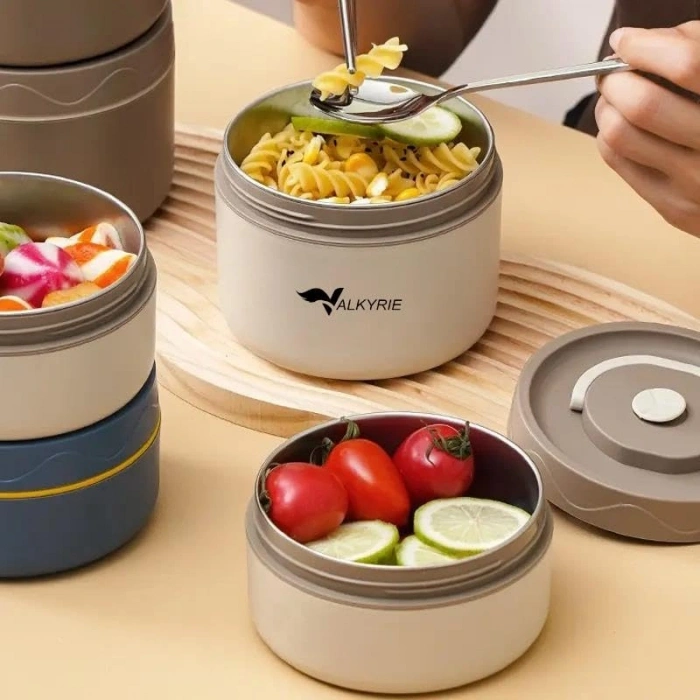 Isı Yalıtımlı Paslanmaz Çelik Yemek Kabı Seti, 2 Gözlü