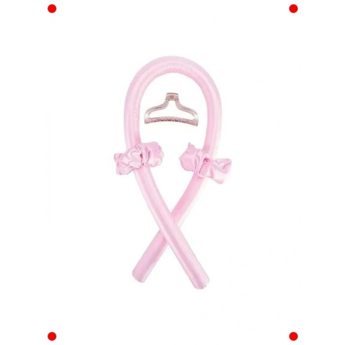 Isısız Saten Saç Bigudisi & Şekillendirme Seti (Pembe)