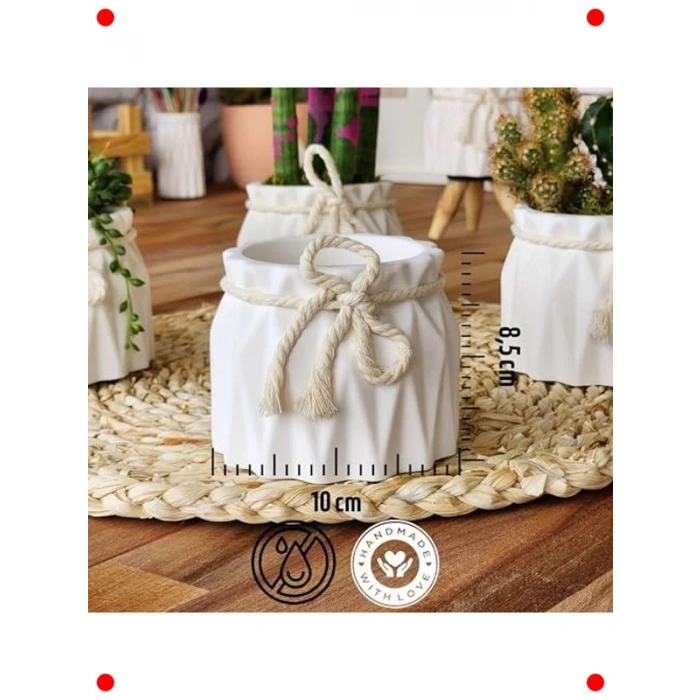 İskandinav Beyaz Beton Saksı İkili Seti