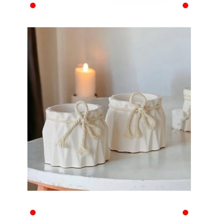 İskandinav Beyaz Beton Saksı İkili Seti