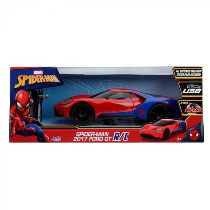 Jada Marvel Örümcek Adam Spider-Man RC 2017 Ford GT 1:16 Uzaktan Kumandalı Araba 226002
