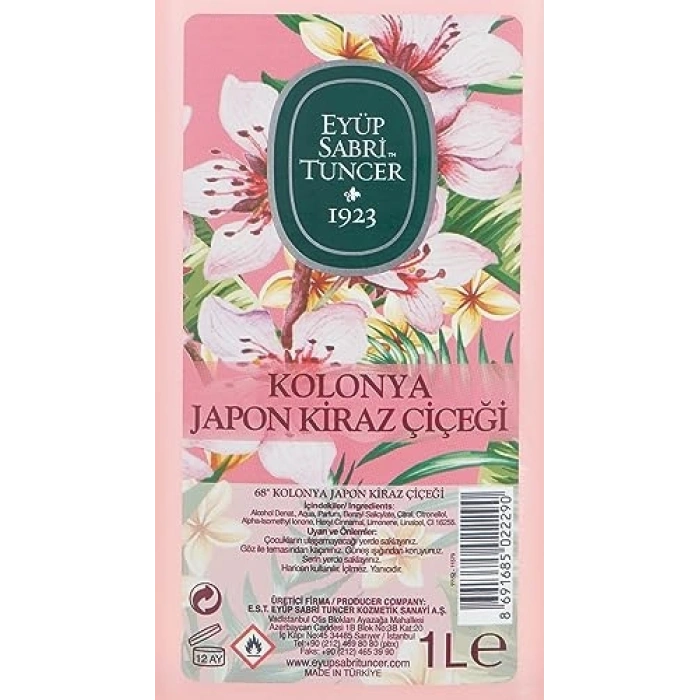 Japon Kiraz Çiçeği Kokulu 1 Litre Kolonya