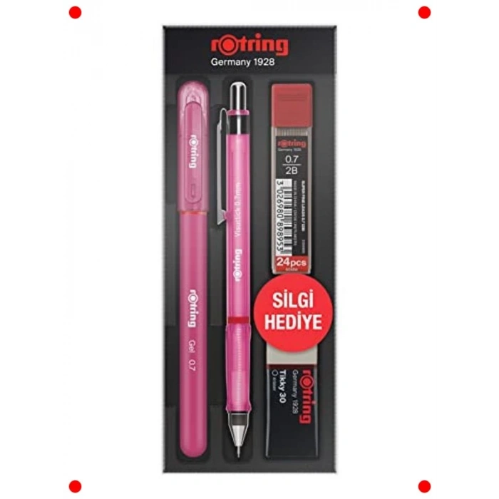 Jel Okul Seti 0,7 mm Pembe | Mekanik Kalem, Uç, Silgi Seti