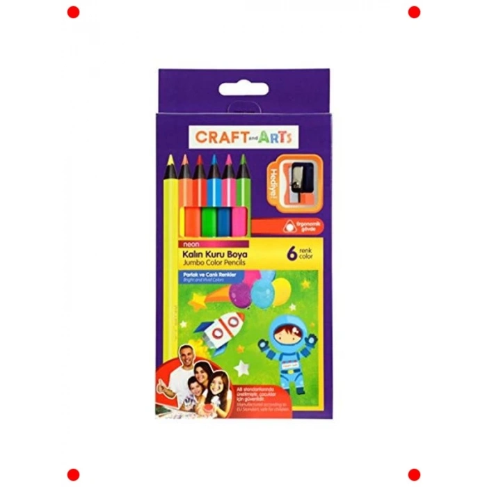 Jumbo Neon Kuru Boya Kalemi Seti - 6lı
