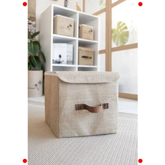 Jüt Kapaklı Çok Amaçlı Saklama Kutusu 25x25x25 cm
