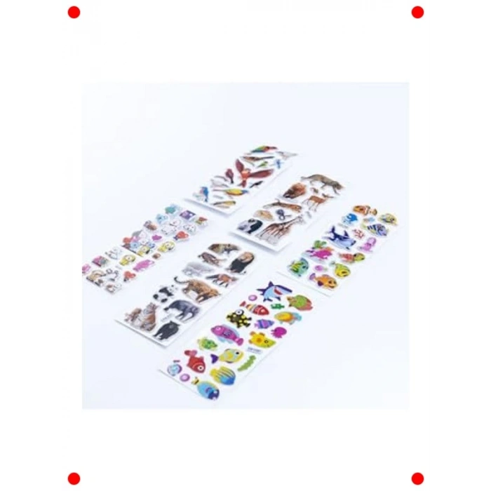 Kabartmalı Hayvan Sticker Seti - 6 Adet Yapışkanlı