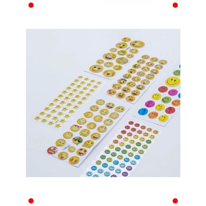 Kabartmalı Yapışkan Sticker Seti, Gülen Yüzler, 6 Adet